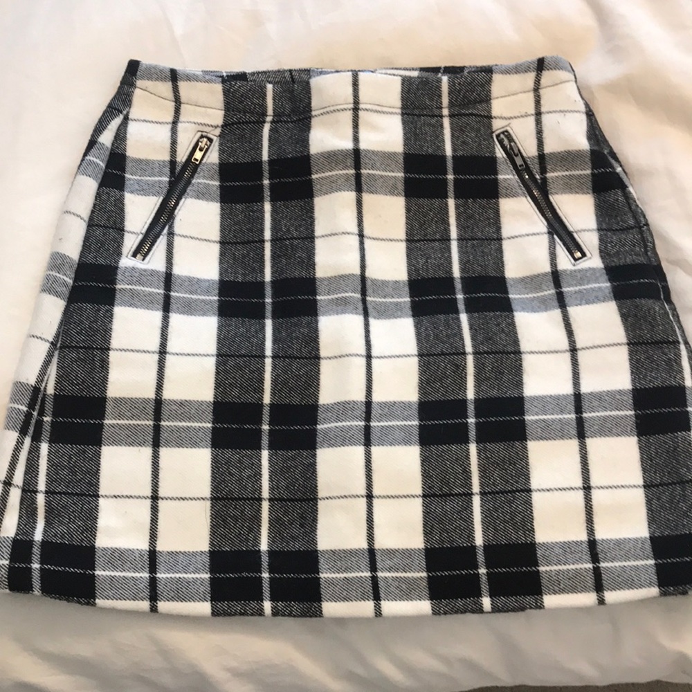 Black and White Checkered Wool Style Skirt